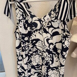 CAbi Black and White Floral Tank Top